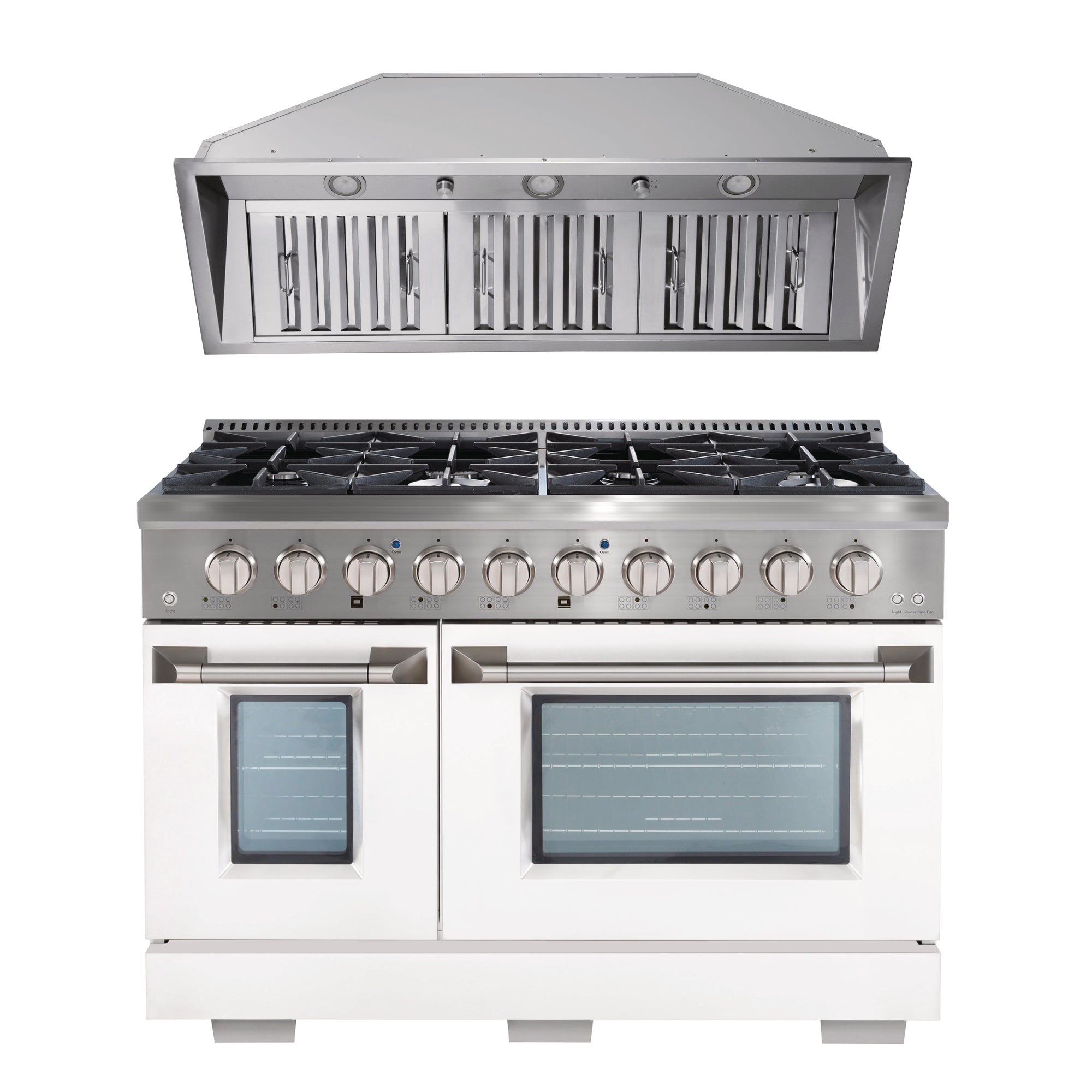 **Ancona 48-Inch 2-Piece Gas Range with Convection Oven & 600 CFM Ducted Range Hood - Professional Kitchen Set for Home Chefs & Cooking Enthusiasts**    *(Perfect for Gourmet Cooking, Entertaining, and Modern Kitchen Upgrades)*