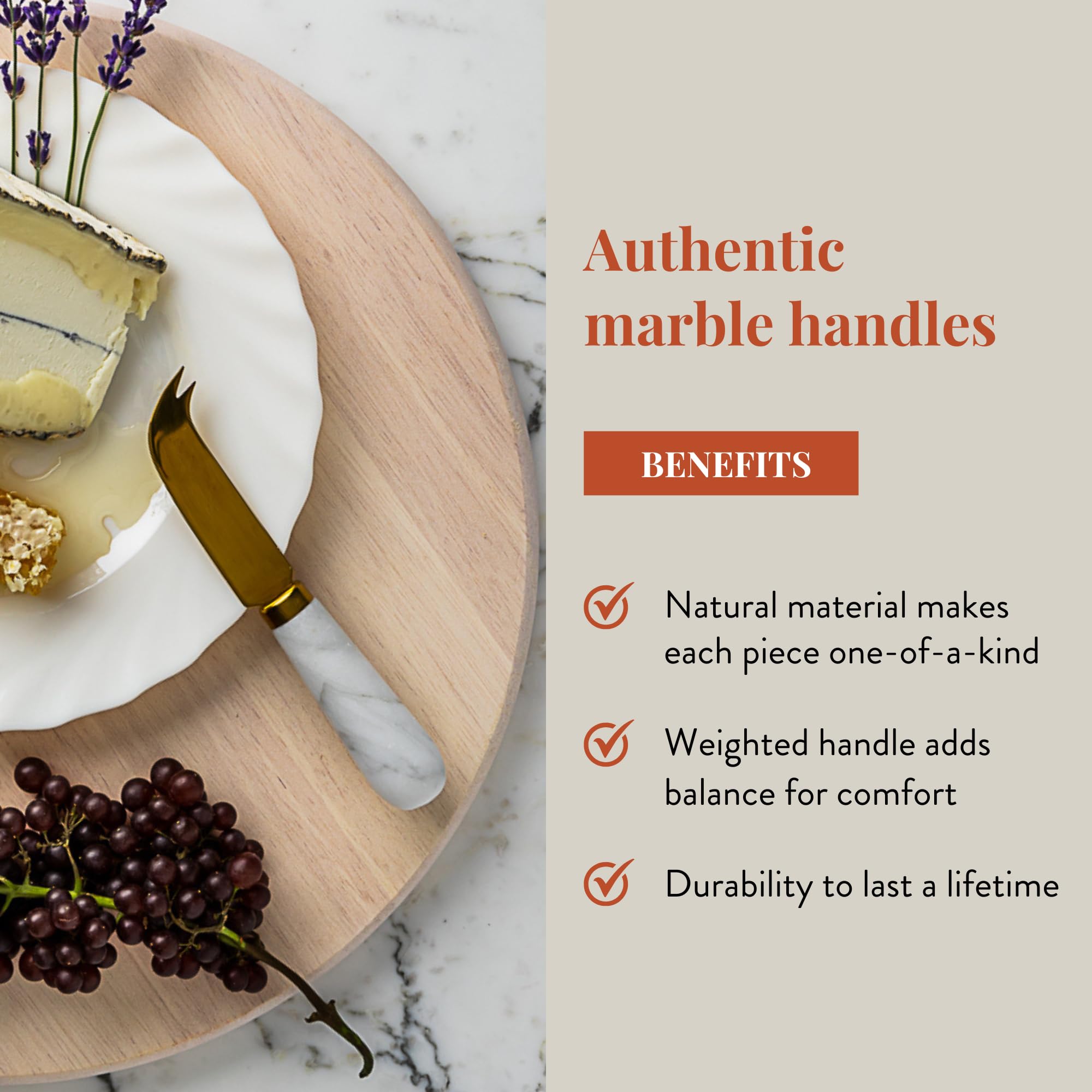 Premium 6-Piece Stainless Steel Marble Cheese Knife Set - Charcuterie Board Accessories for Gourmet Cheese Platters & Entertaining | Perfect for Wine Tasting, Dinner Parties, Housewarming & Wedding Gifts | Use for Hosting, Cheese Pairing Events & Kitchen Essentials