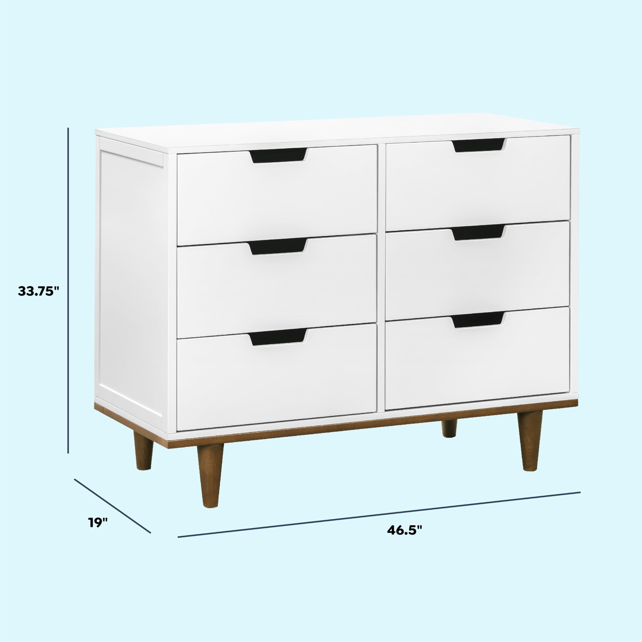 DaVinci Marley 6-Drawer Double Dresser in White & Natural - GREENGUARD Gold Certified for Nursery, Kids Room & Bedroom Storage Solution