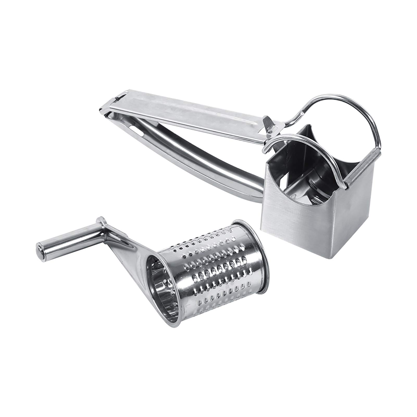 Premium Stainless Steel Rotary Cheese Grater - Hand Crank Kitchen Tool for Shredding Hard Cheese, Chocolate, Vegetables & Nuts | Perfect for Pizza Topping, Baking & Meal Prep