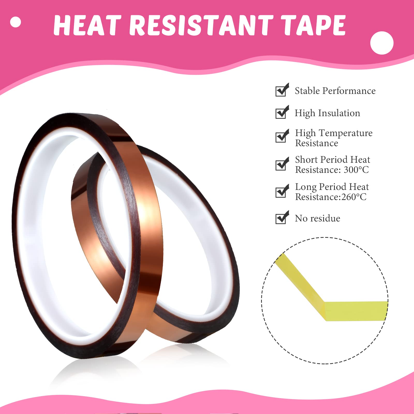 9-Piece Sublimation Heat Tape Dispenser Set with 2 Heat-Resistant Gloves & 6 Non-Slip Tapes - Weighted Desktop Base for Office & Home Crafting (Rosy) - Perfect for T-Shirt Printing, Mug Pressing & DIY Sublimation Projects