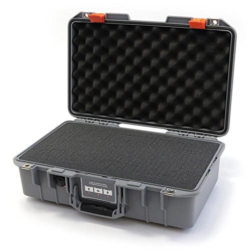 Pelican 1485 Air Case with Foam Insert - Silver & Orange Waterproof Protective Hard Case for Camera, Electronics, Tools - Perfect for Travel, Outdoor Adventures & Equipment Storage