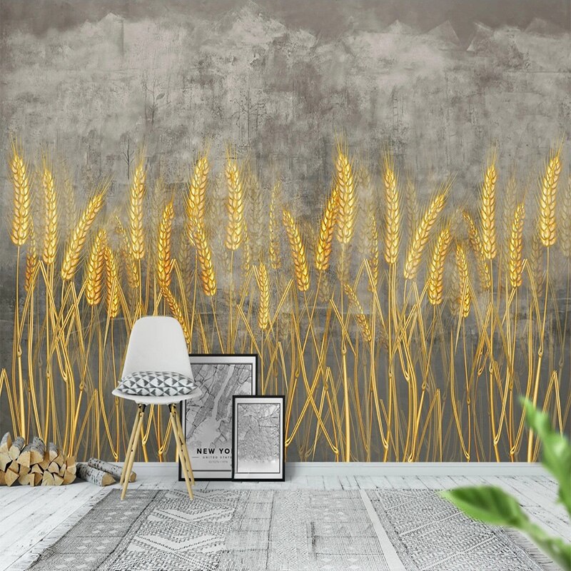 Golden Wheat Field Wallpaper - Premium Self-Adhesive Wall Mural for Home & Office Decor | Perfect for Living Room, Bedroom, Kitchen Backsplash