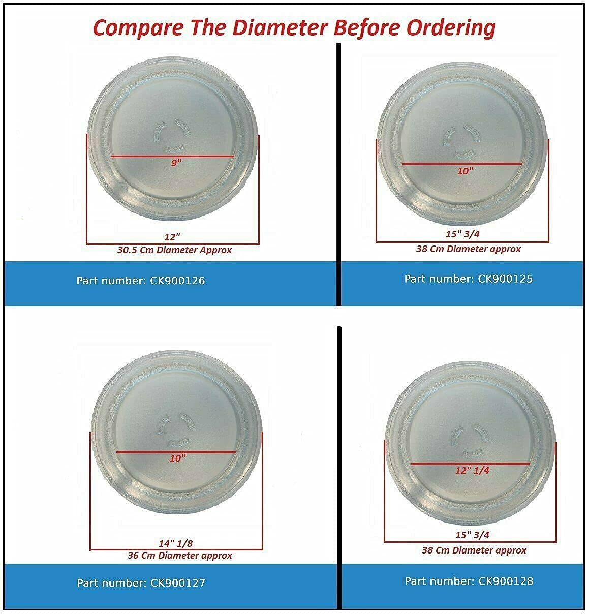 KitchenAid Microwave Glass Turntable Replacement - 12 Inch Diameter Glass Plate with Y Center (9.6 Inch) - Compatible with Most Microwave Ovens - Perfect for Heating Food Evenly & Replacing Broken Turntables