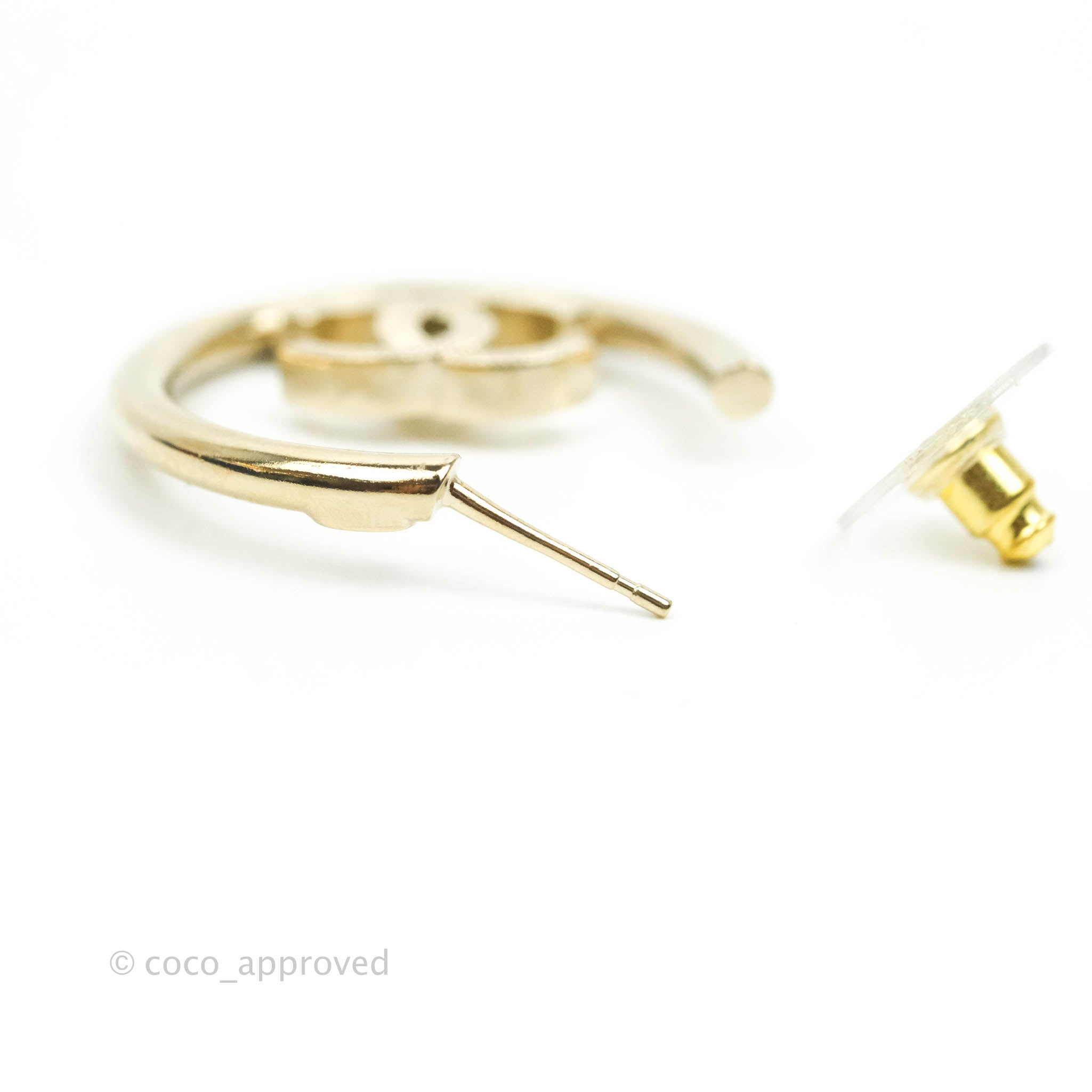 Chanel CC Logo Hoop Earrings in Gold Tone - Classic Luxury Jewelry for Women | Perfect for Parties, Weddings & Everyday Elegance