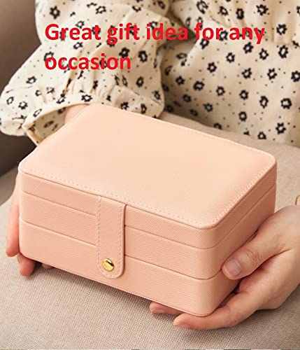 Luxury 3-Layer Travel Jewelry Organizer Box - Pink PU Leather Jewelry Case with Soft Velvet Interior for Rings, Earrings & Necklaces | Perfect for Women's Jewelry Storage, Travel & Gift Giving