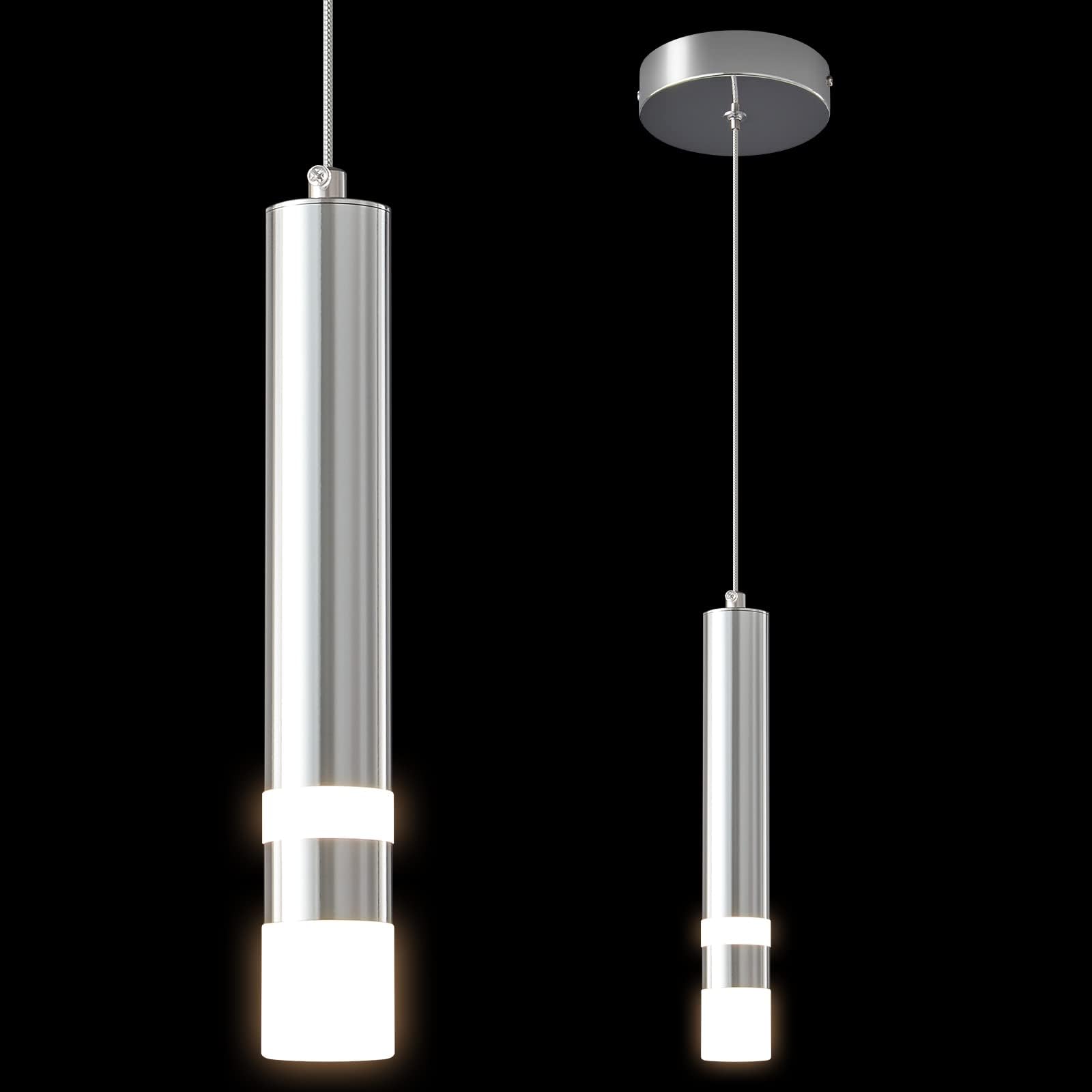 Modern Dimmable LED Mini Pendant Light - Chrome Finish for Kitchen Island, Bedroom, Bedside Table - Energy Efficient Hanging Fixture (1-Pack) | Perfect for Dining Room, Bar Counter, and Home Office Lighting