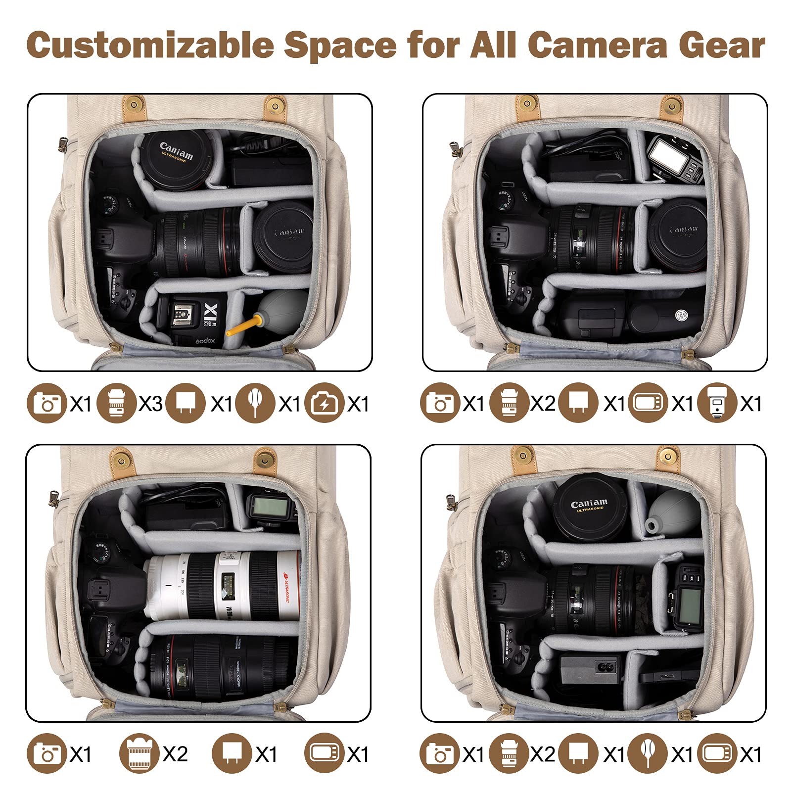 BAGSMART Anti-Theft DSLR SLR Camera Backpack with Rain Cover - Waterproof Canvas Photography Bag Fits 15
