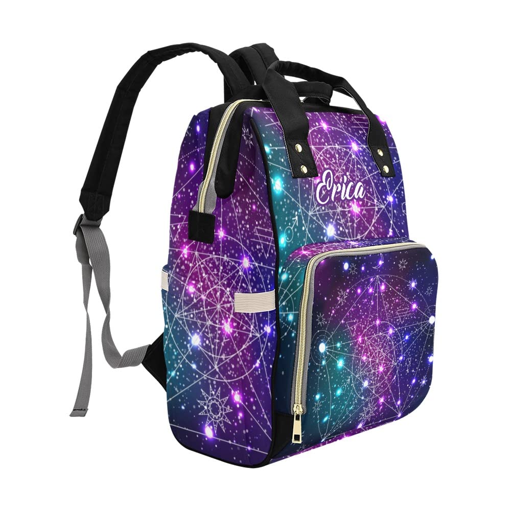 Personalized Galaxy Print Diaper Bag - Custom Name Waterproof Tote & Nursing Backpack for Moms | Travel, Outdoor & Daily Use Baby Essentials Carrier