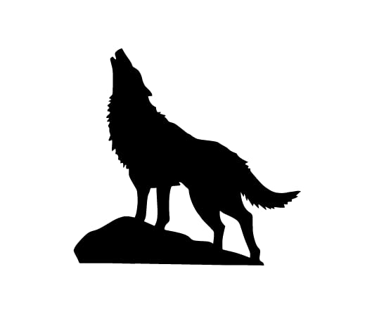Howling Wolf Decal Sticker for Car, Truck, SUV, Laptop - Coyote Dog Husky Design on Hill (Black) - Perfect for Outdoor Enthusiasts, Nature Lovers & Vehicle Customization