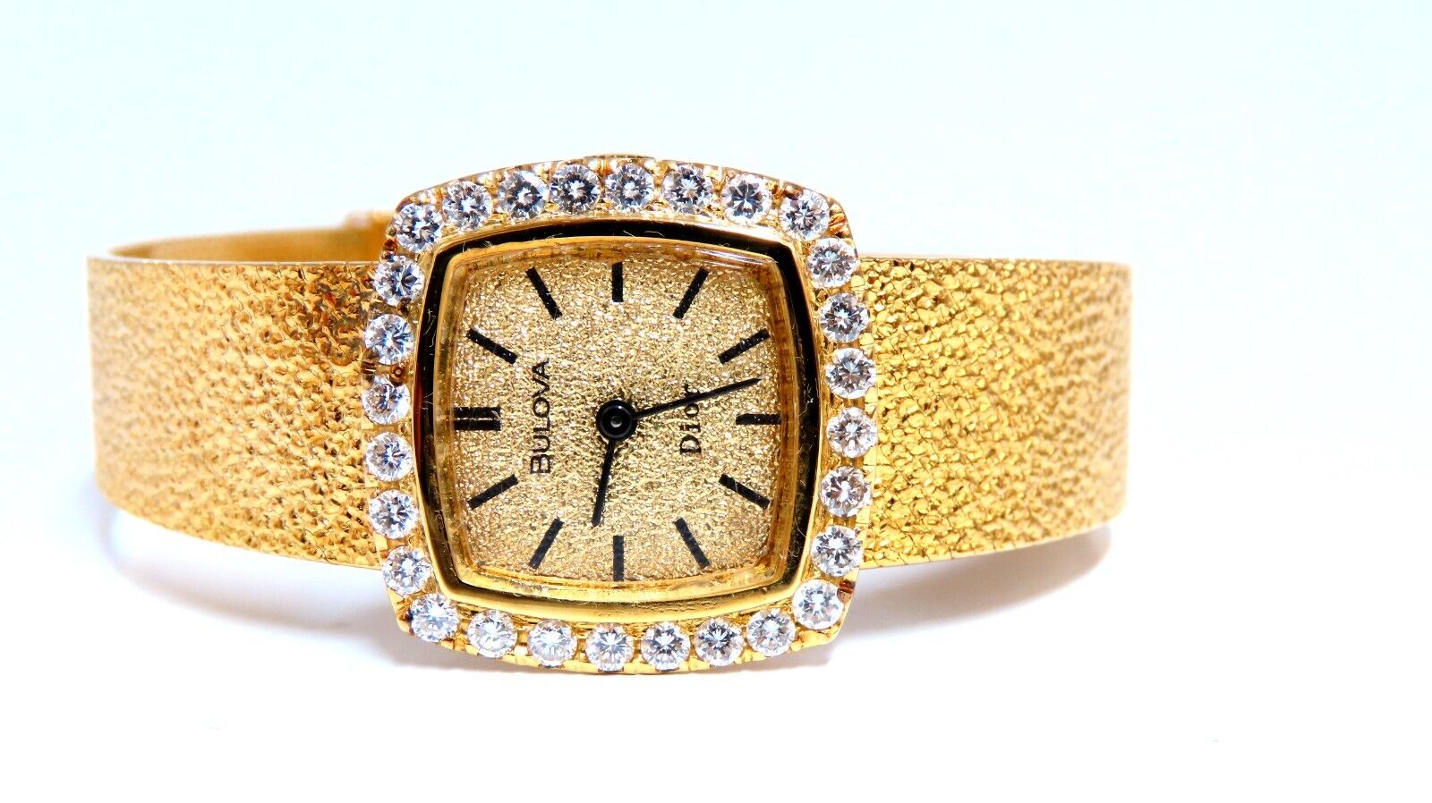 Bulova Dior Vintage Ladies 14K Gold Watch with Diamond Dial - Elegant Timepiece for Women's Formal Events & Special Occasions