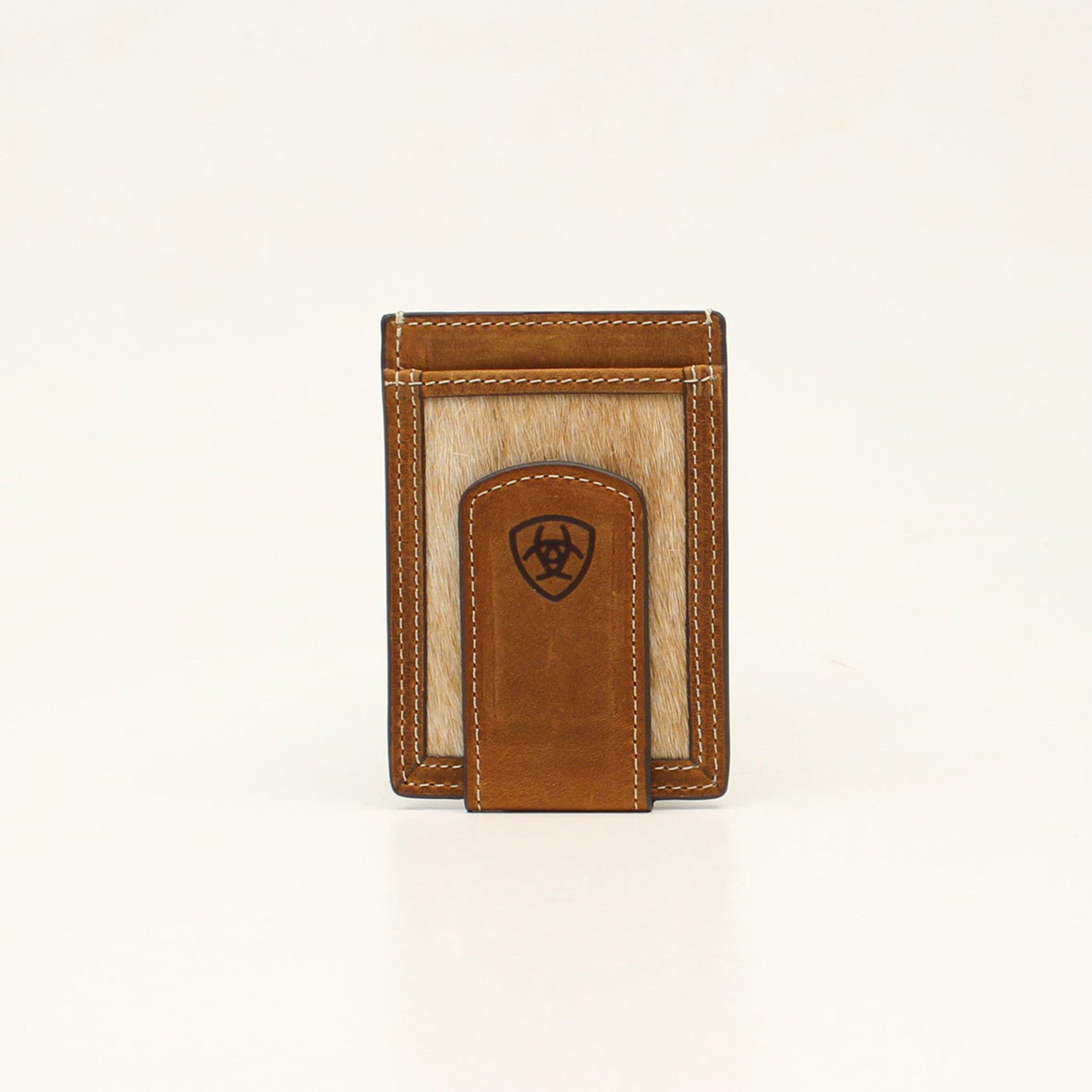 Ariat Genuine Leather Card Holder & Money Clip - Slim RFID Blocking Wallet for Men & Women - Perfect for Travel, Business, and Everyday Use