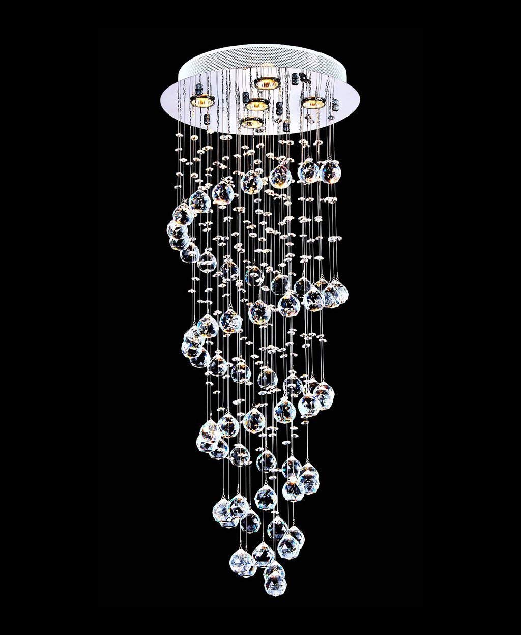 Saint Mossi 5-Lights Modern Raindrop Crystal Chandelier - K9 Crystal Height Light Fixture with Chrome Finish for Dining Room, Living Room, Foyer | Elegant Home Decor & Ceiling Lighting for Parties, Weddings, Dining Areas