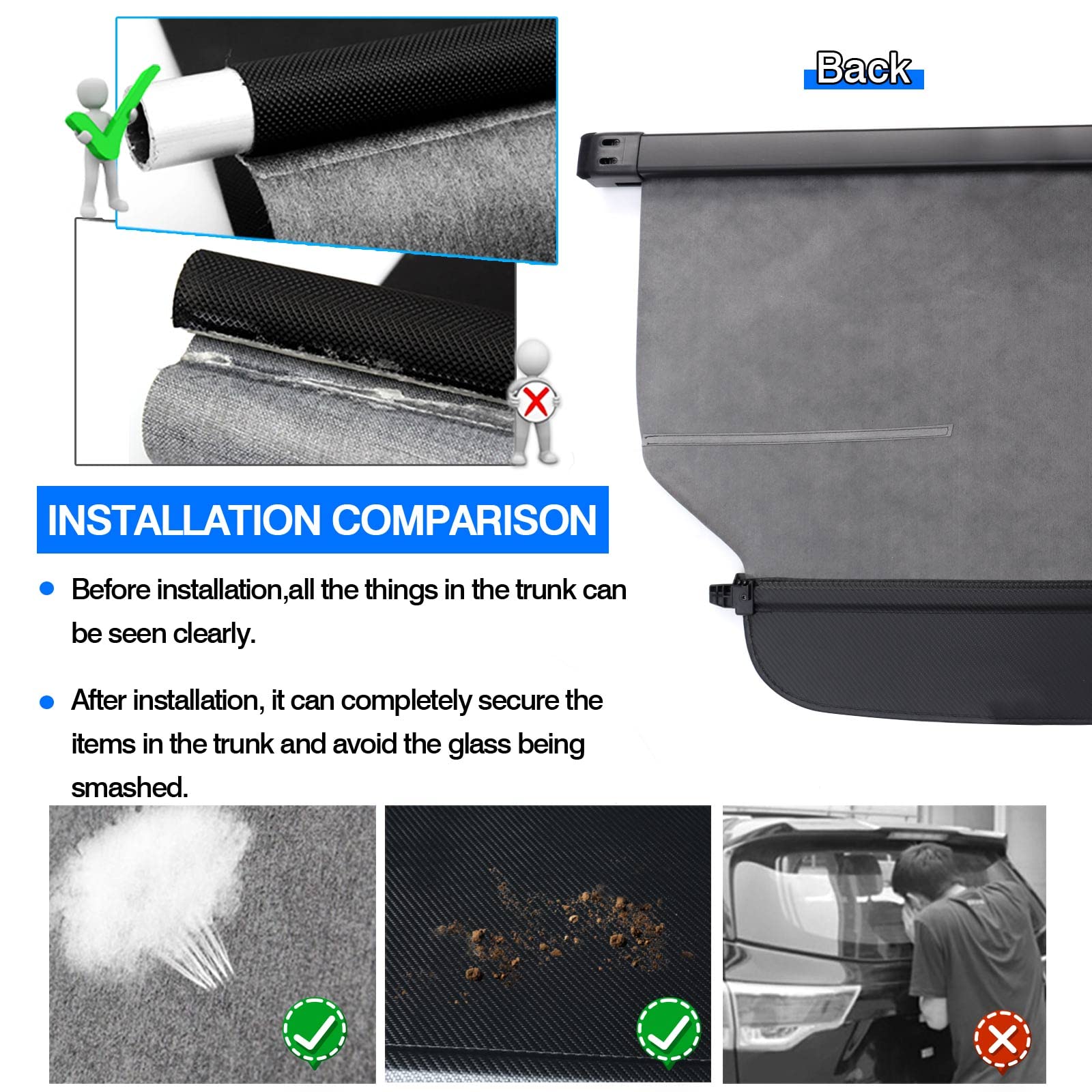 2012-2016 Honda CR-V Retractable Cargo Cover | Black Trunk Shade Protector | Car Accessories for Luggage Protection & Privacy | Perfect for Road Trips & Daily Commutes