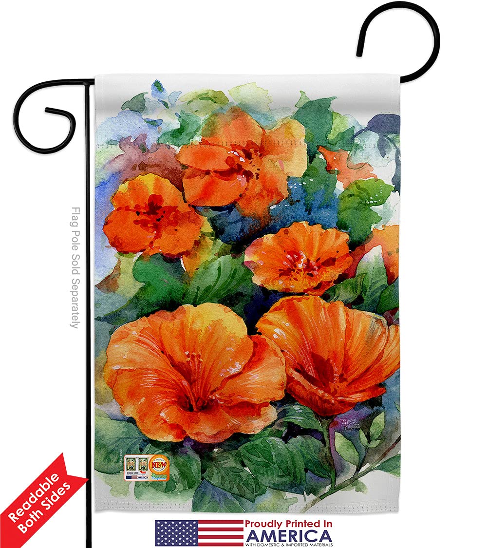Floral Hibiscus Garden Flag Set - Double-Sided Spring Decor for Yard & House