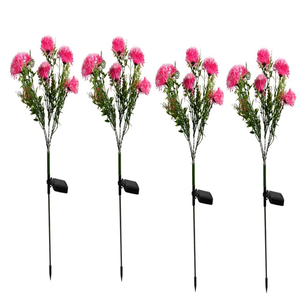 HUADA Solar Garden Lights Outdoor - 4pcs Pink Solar Powered Flower Stake Lights, IP65 Waterproof, Decorative Landscape Lighting for Yard, Patio, Pathway - Perfect for Garden Decor & Nighttime Illumination