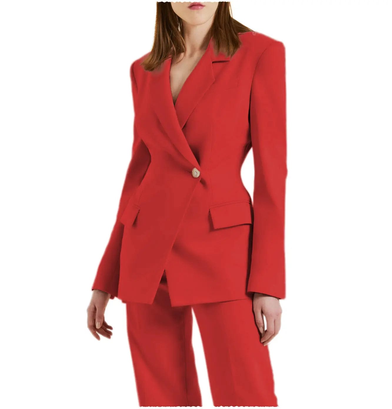 2-Piece Single Button Notch Lapel Suit Set (Blazer & Pants) - Perfect for Business Meetings, Weddings & Formal Events