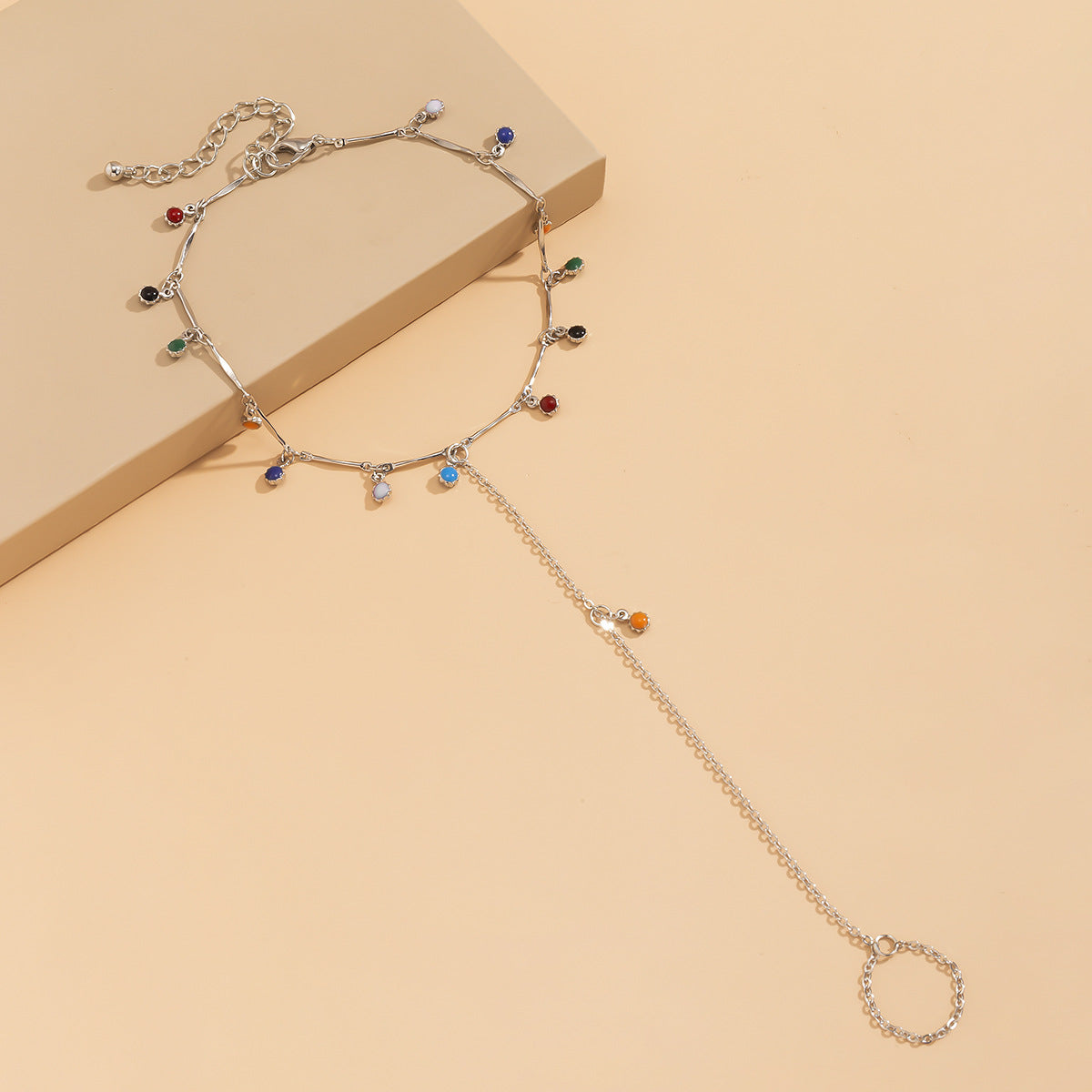 Elegant Fringed Colorful Ankle Bracelet for Women - Creative Drop Ball Thin Chain Foot Jewelry - Perfect for Beach, Parties & Boho Fashion