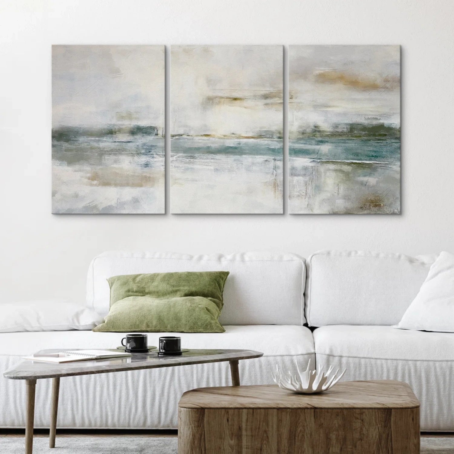 Abstract Tranquility Set of 3 Wall Art Paintings - Modern Minimalist Canvas Prints for Living Room, Bedroom & Office Decor #WS295