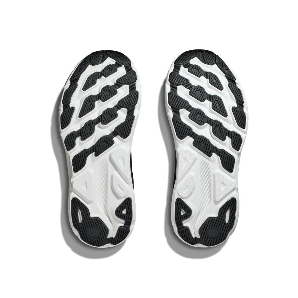 Hoka Clifton 9 Wide 2E Men's Running Shoes - Black & White | Lightweight Cushioned for Long Distance Jogging & Marathon Training