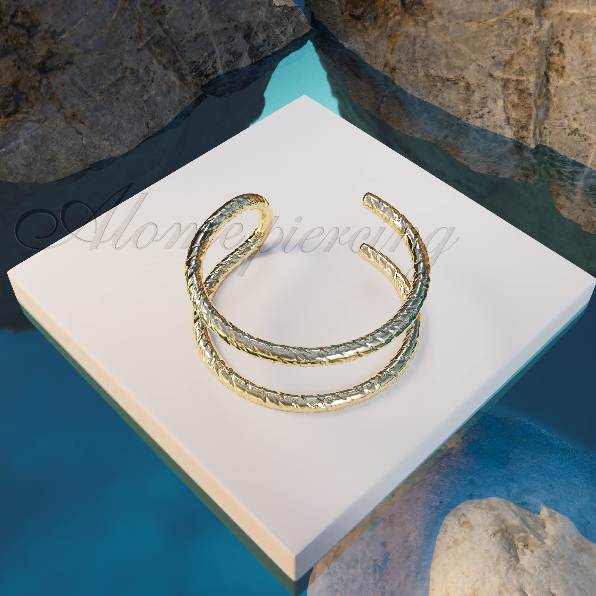 20G Tiny Cut Wire Gold Double Fake Hoop Helix Ring - Spiral Faux Helix Piercing Jewelry for Cartilage, Snug False Double Helix Earrings | Perfect for Everyday Wear, Parties & Gifts (Hammered Gold)