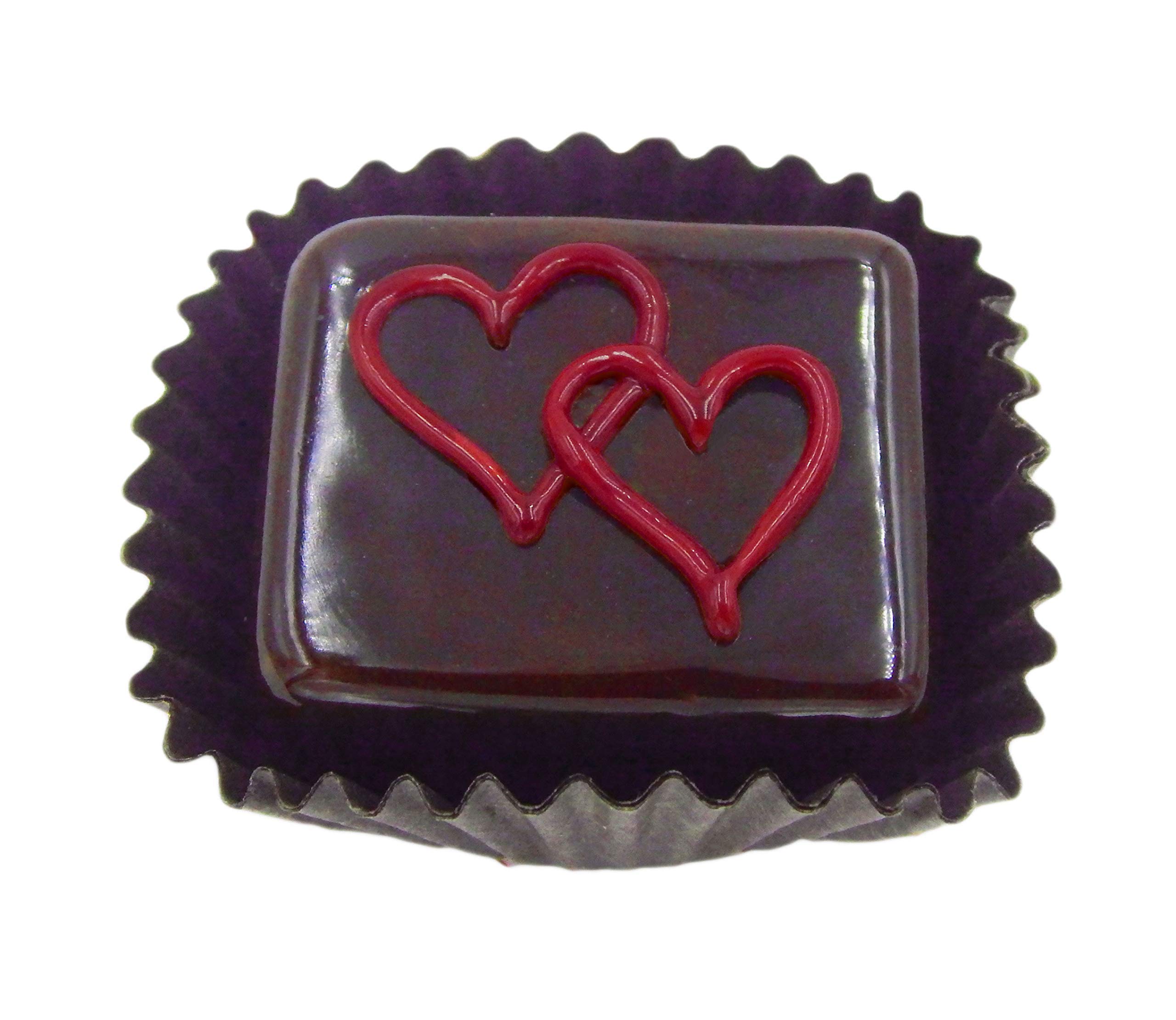 Handmade Chocolate Treats with Double Line Hearts Candy - Delicious Cherry Hearts Chocolate Gift for Valentine's Day, Anniversaries & Romantic Occasions