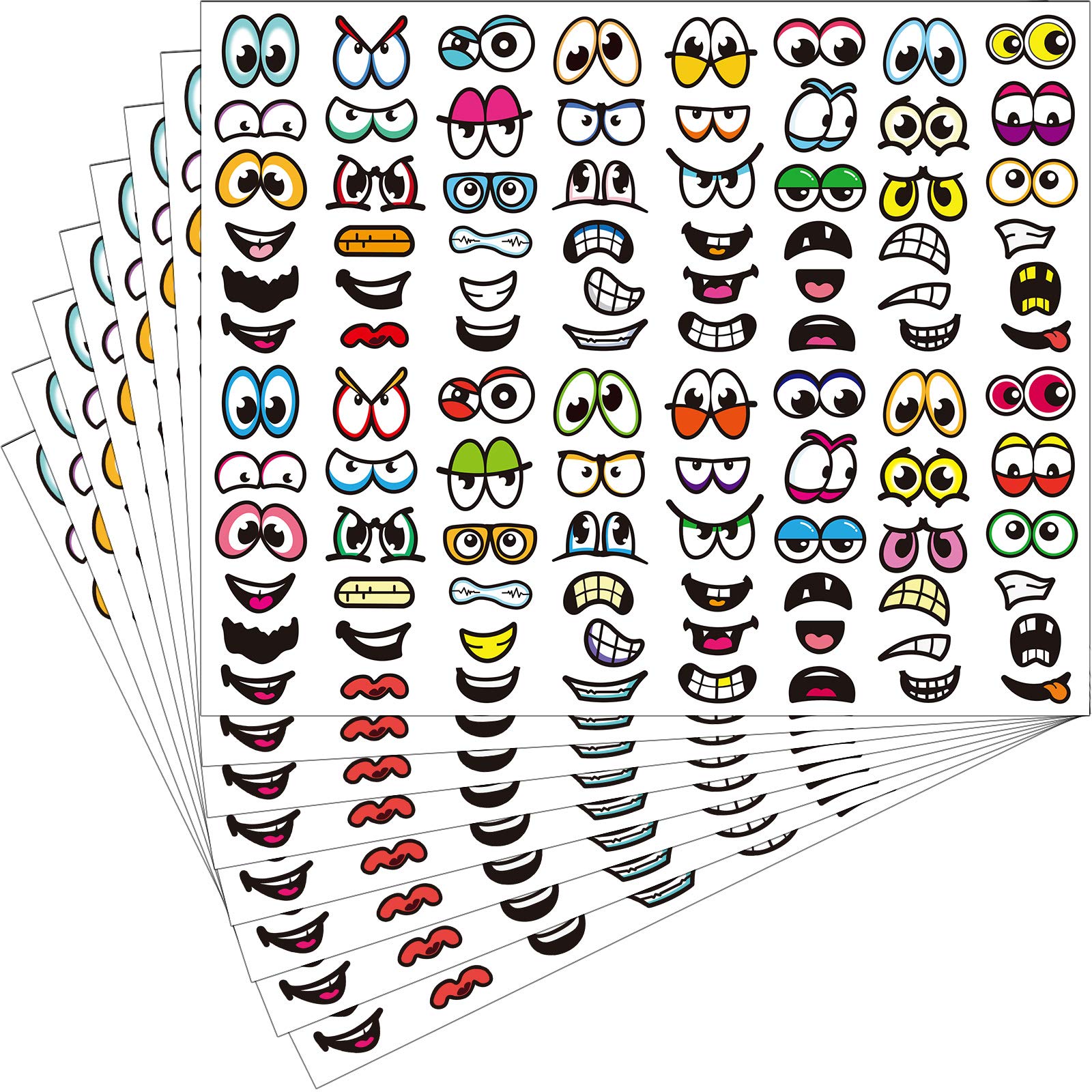 960-Piece Halloween Sticker Set - Cartoon Eyes & Mouth Labels for DIY Crafts, Scrapbooking, Party Decor (Multi-Color) - Perfect for Pumpkin Decorations, Costume Accessories & Spooky Party Supplies
