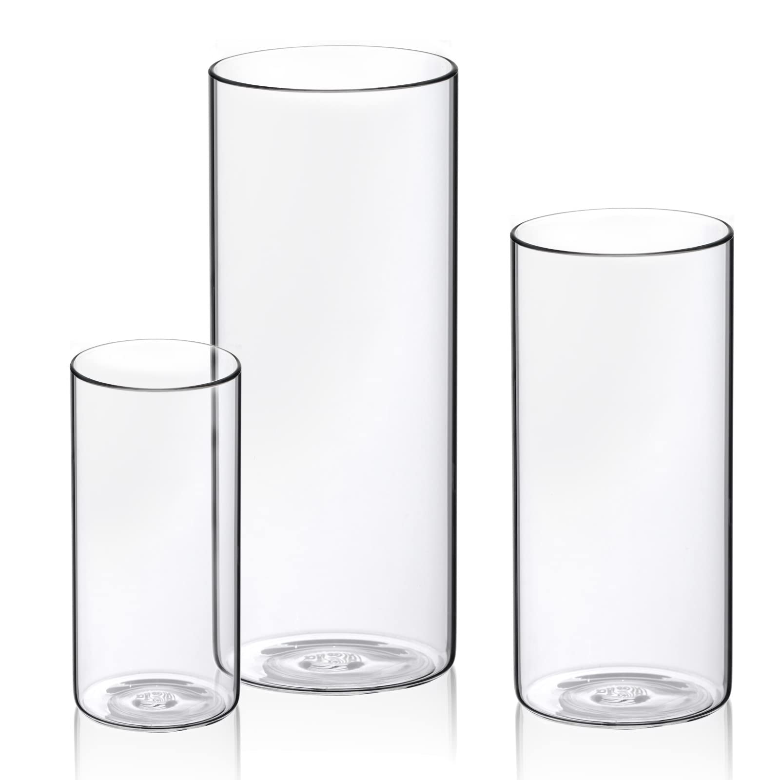 Clear Glass Hurricane Candle Holders Set of 3 (10