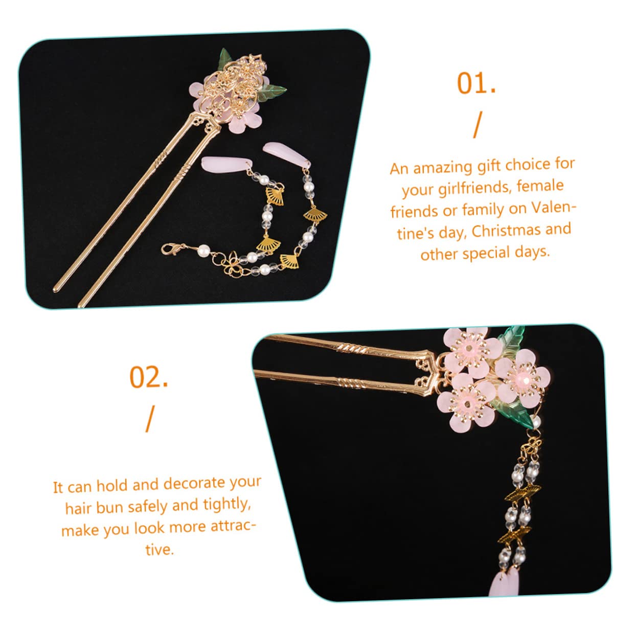 Beavorty 3pcs Japanese Hair Sticks with Tassel - Chinese Hair Chopsticks for Women, Hair Bun Pins, Flyaway Control Sticks - Perfect for Updos, Bridal Hairstyles, and Traditional Asian Fashion Accessories