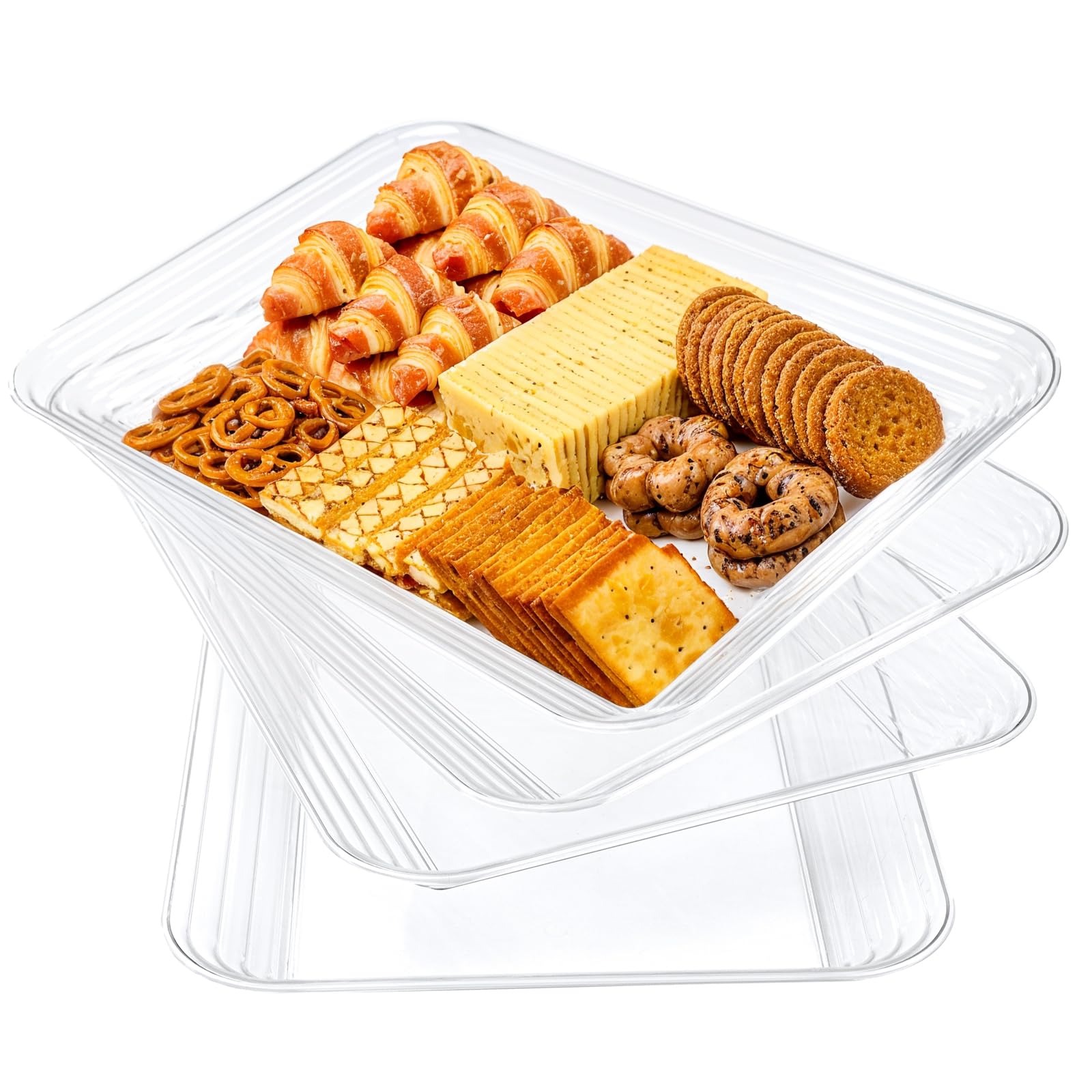 4-Pack Clear Plastic Serving Trays 16