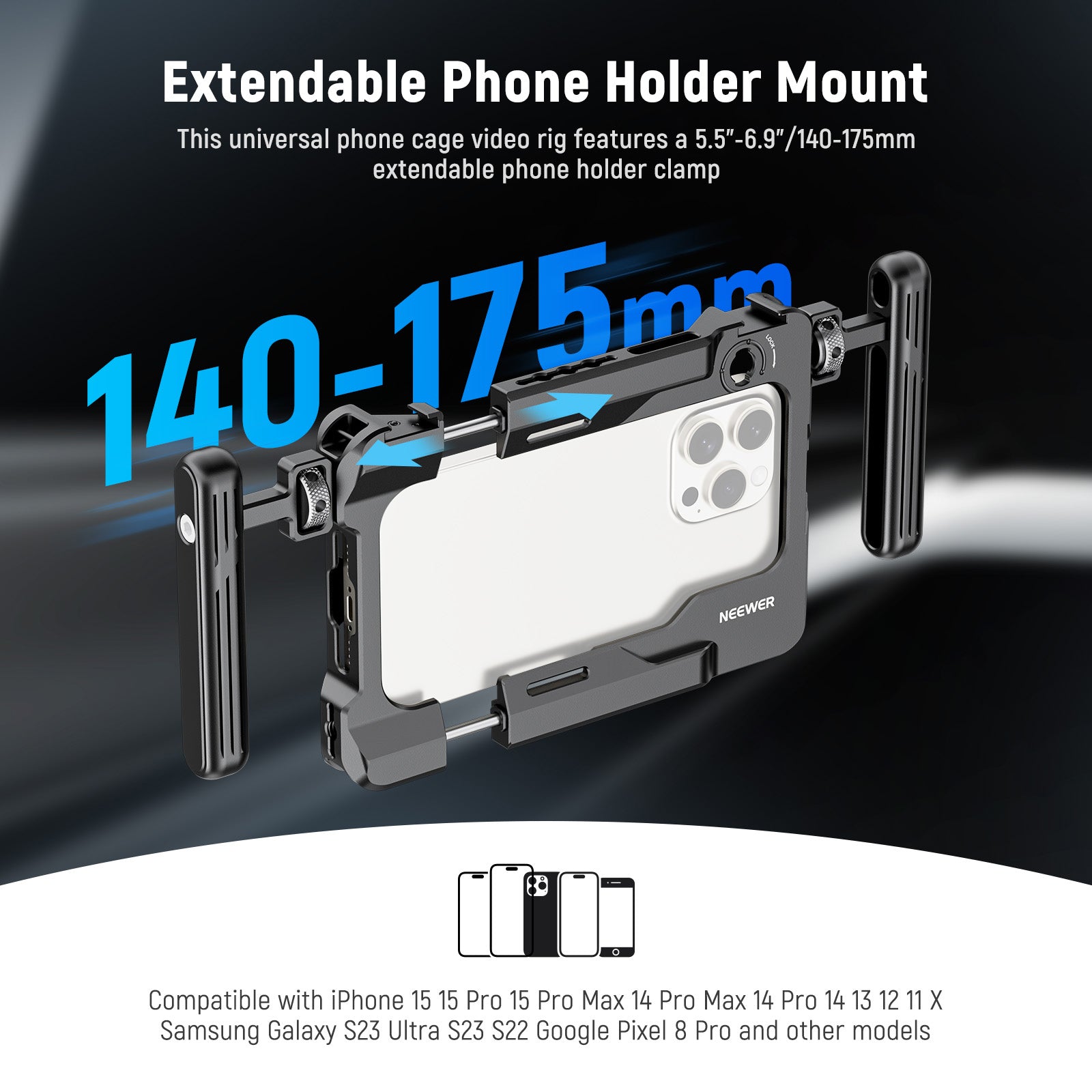 NEEWER PA017 Universal Smartphone Video Rig with Handgrip - Perfect for Vlogging, Filmmaking, and Mobile Content Creation