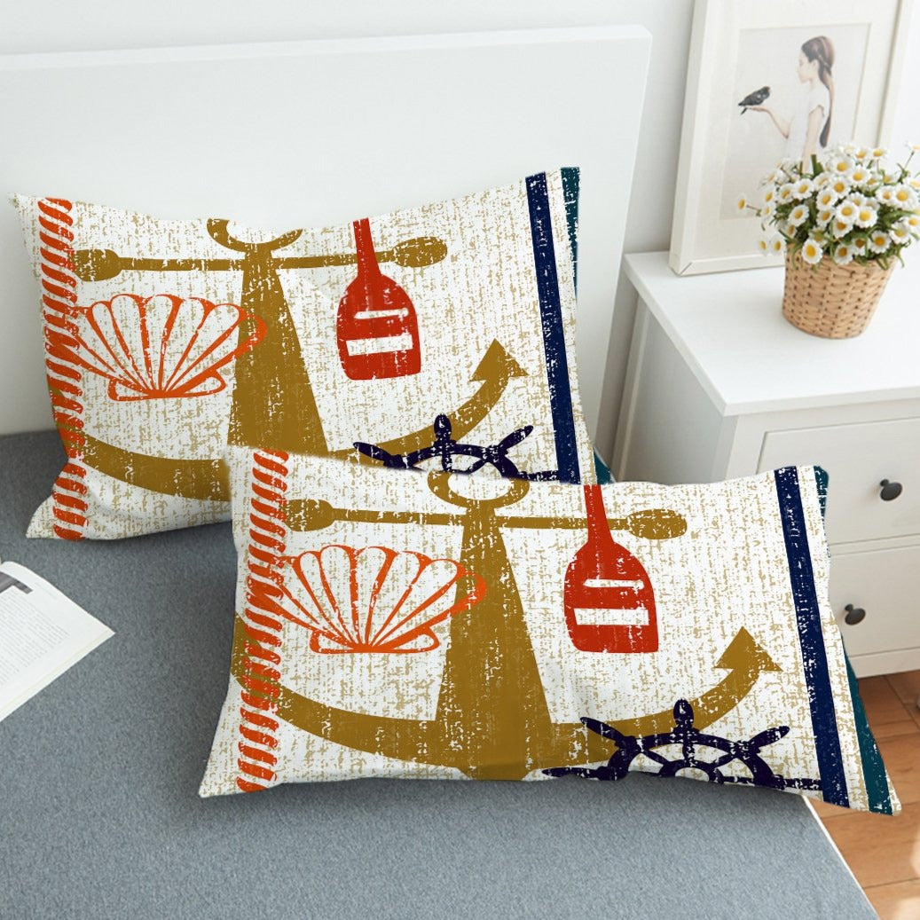 Beachy Anchor Pillow Sham - Nautical Decorative Pillow Cover for Coastal Home Decor - Perfect for Beach House, Bedroom & Living Room