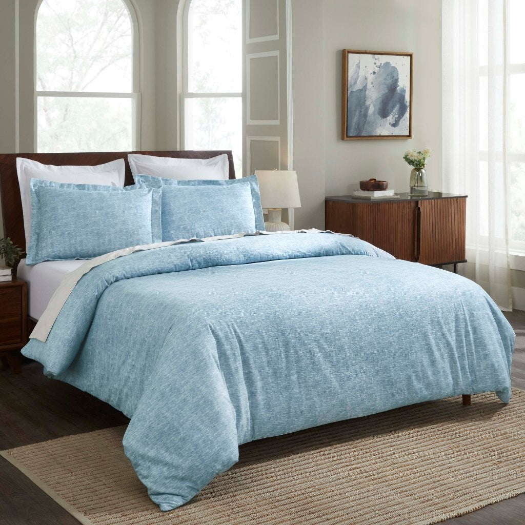 Soft & Cozy Melange Flannel Cotton Two-Tone Brushed Duvet Cover Set - King Size Bedding for Winter Warmth & Comfort