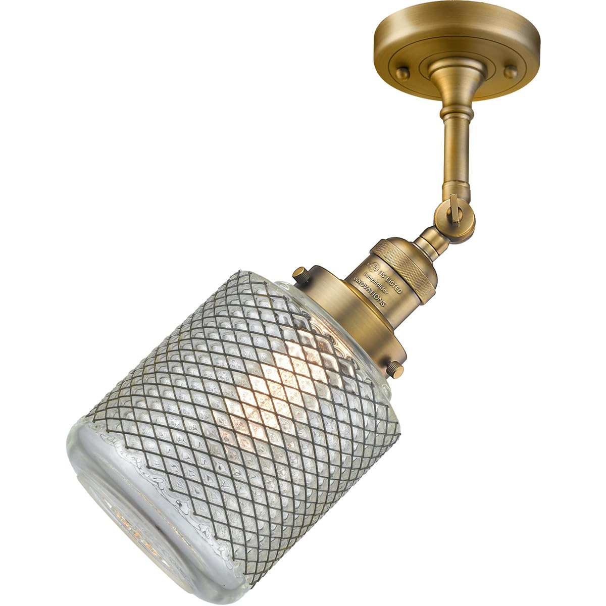 Innovations 201F-BB-G262-LED Brushed Brass Semi-Flush Mount Ceiling Light Fixture - Perfect for Bedroom, Living Room, and Hallway Lighting