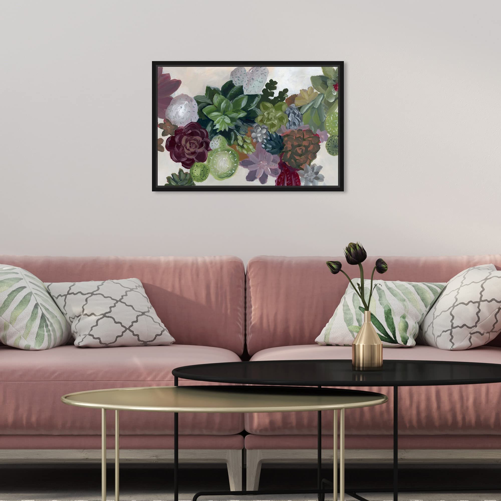 Oliver Gal Floral Wall Art Canvas Print - 15x10 Inch Botanical Cactus Garden Decor with Black Floating Frame | Perfect for Living Room, Bedroom & Office Wall Decor