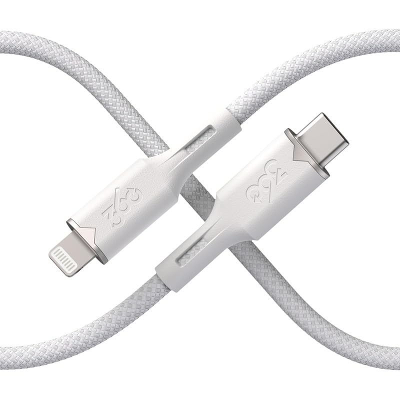 360 Electrical Fluid USB-C to Lightning Charger Cable 5ft - MFi Certified Fast Charging Cord for iPhone 14/13/12/11/X/8, iPad - Durable & Flexible for Home, Office, Car & Travel (Powder)