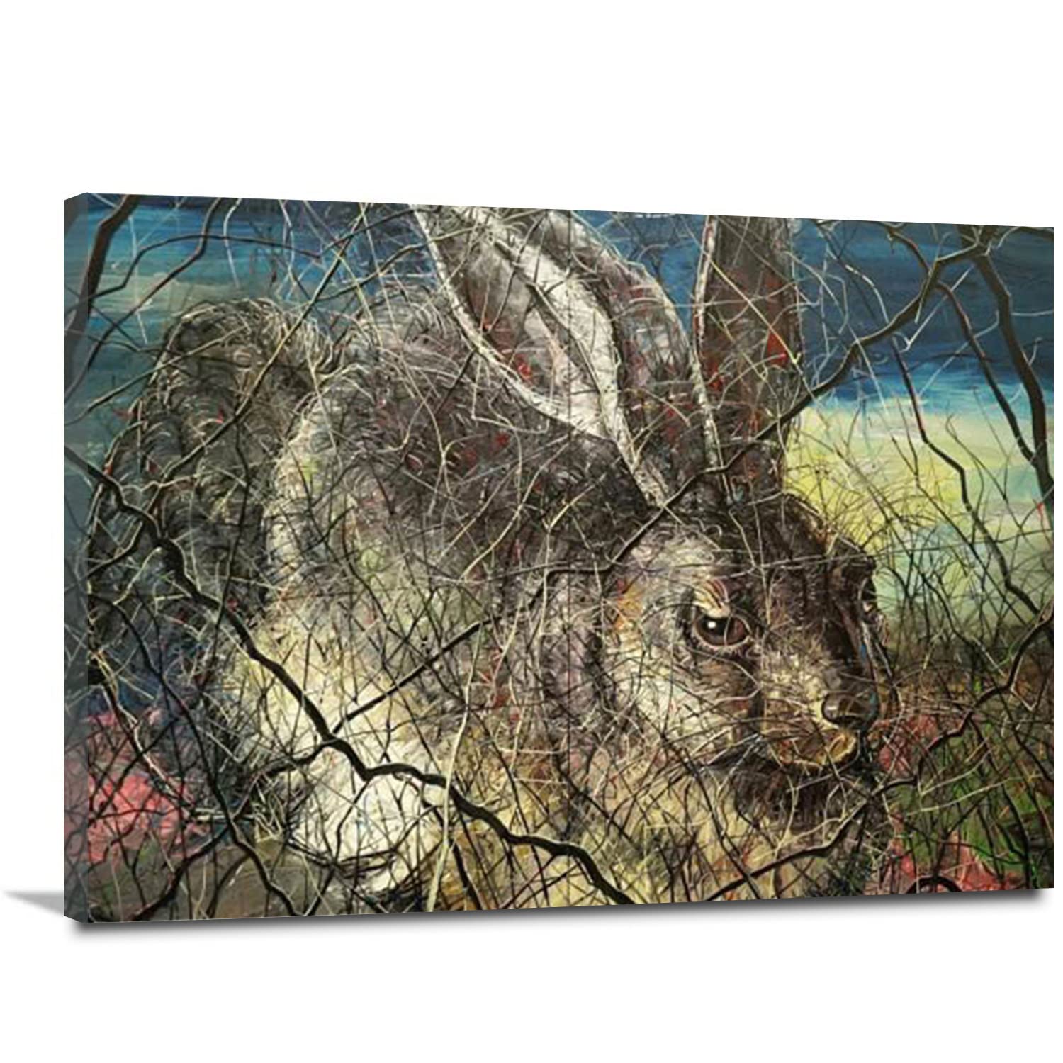 Modern Abstract Rabbit Oil Painting Canvas Wall Art Print - 16x24 Inch (40x60cm) Framed Ready to Hang - Perfect for Home, Office, Living Room, Bedroom & Bathroom Decor - Ideal Gift for Animal Lovers & Nature-Inspired Interior Design