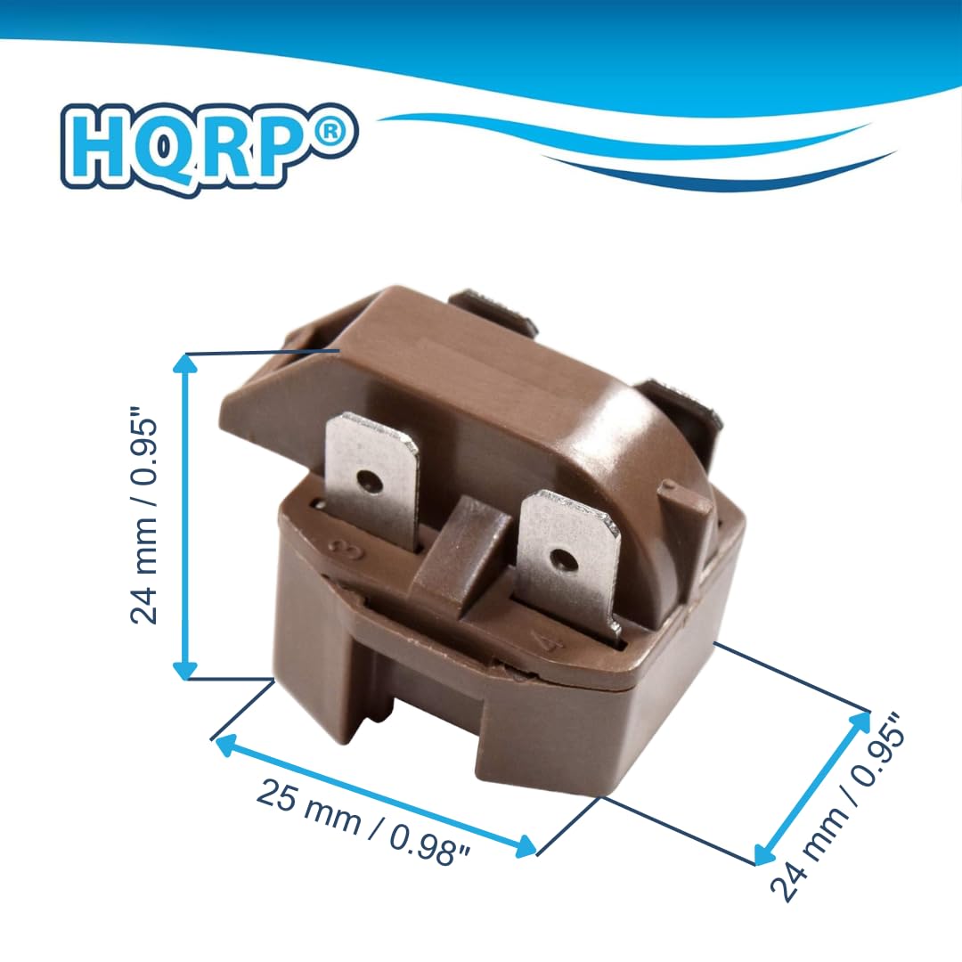HQRP PTC Start Relay Replacement for Roper Refrigerators - Compatible with RS20CKXAW00, RS22AMXVW00, RS25AGXNQ00, RT14DKXKZ00, RT16DKXKQ03, RT18AKXKQ00, RT21AKXKQ01, RT21SKXLQ01, RT21SKXLQ02 - Perfect for Home Appliance Repair and Maintenance