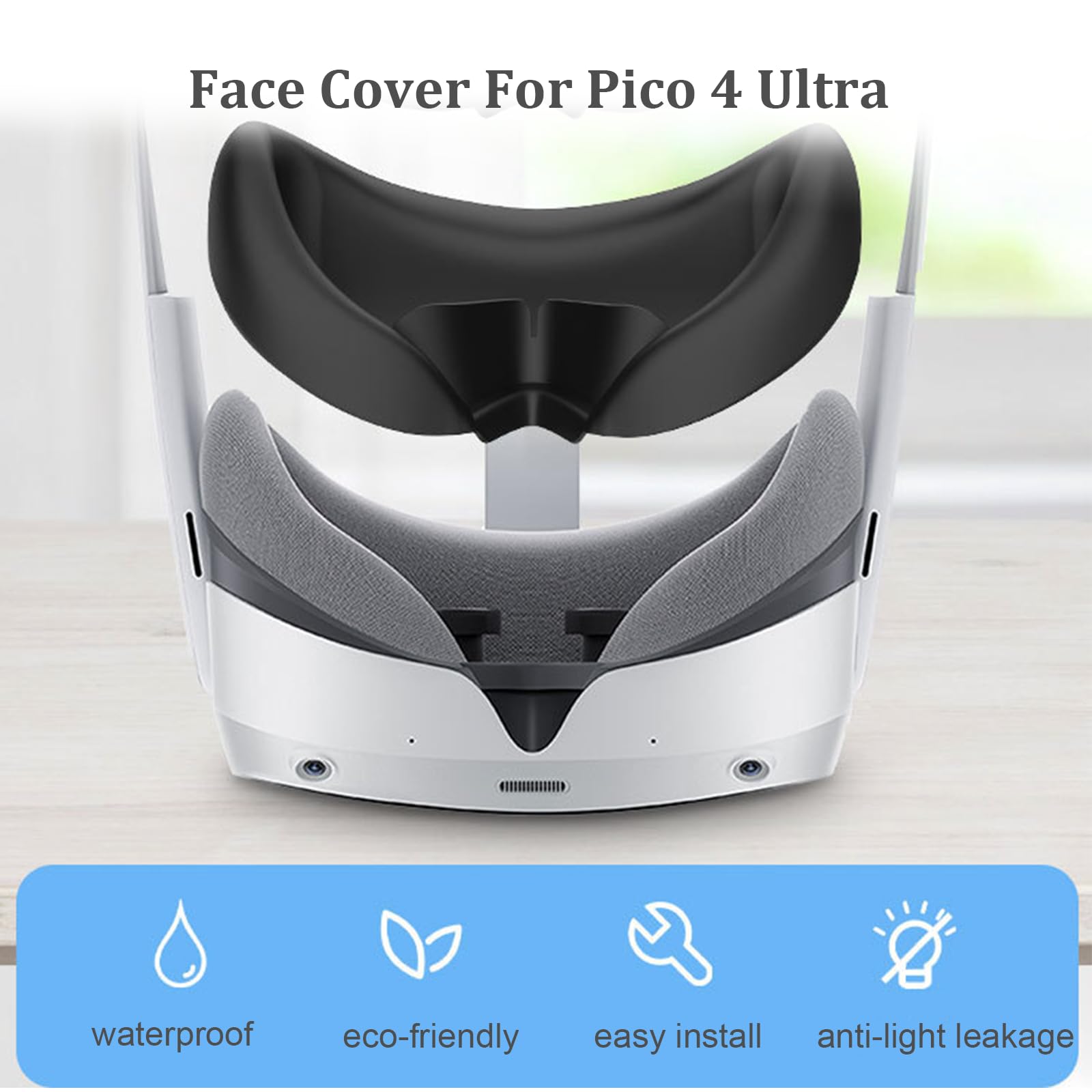 Premium Silicone Face Interface for Pico 4 Ultra VR Headset - Soft Protective Padding Cover (Grey) - Enhance Comfort & Hygiene for Extended Gaming & VR Experiences
