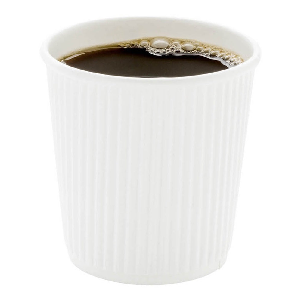 4 oz White Paper Coffee Cups with Ripple Wall - 2.5
