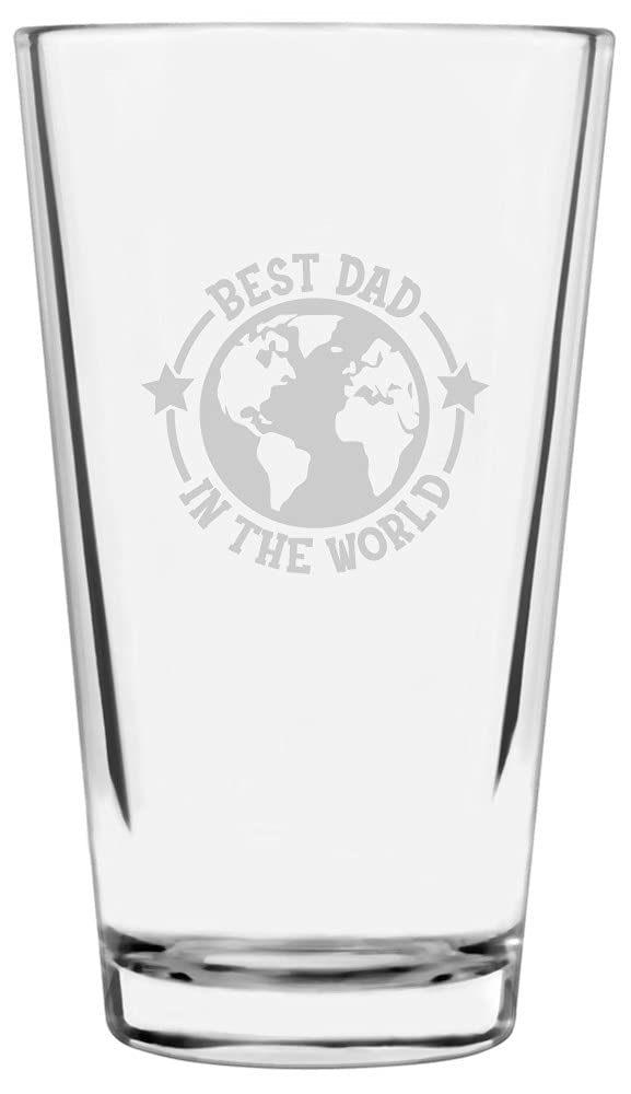 Best Dad Pint Glass 16oz - Engraved for Father's Day Gifts
