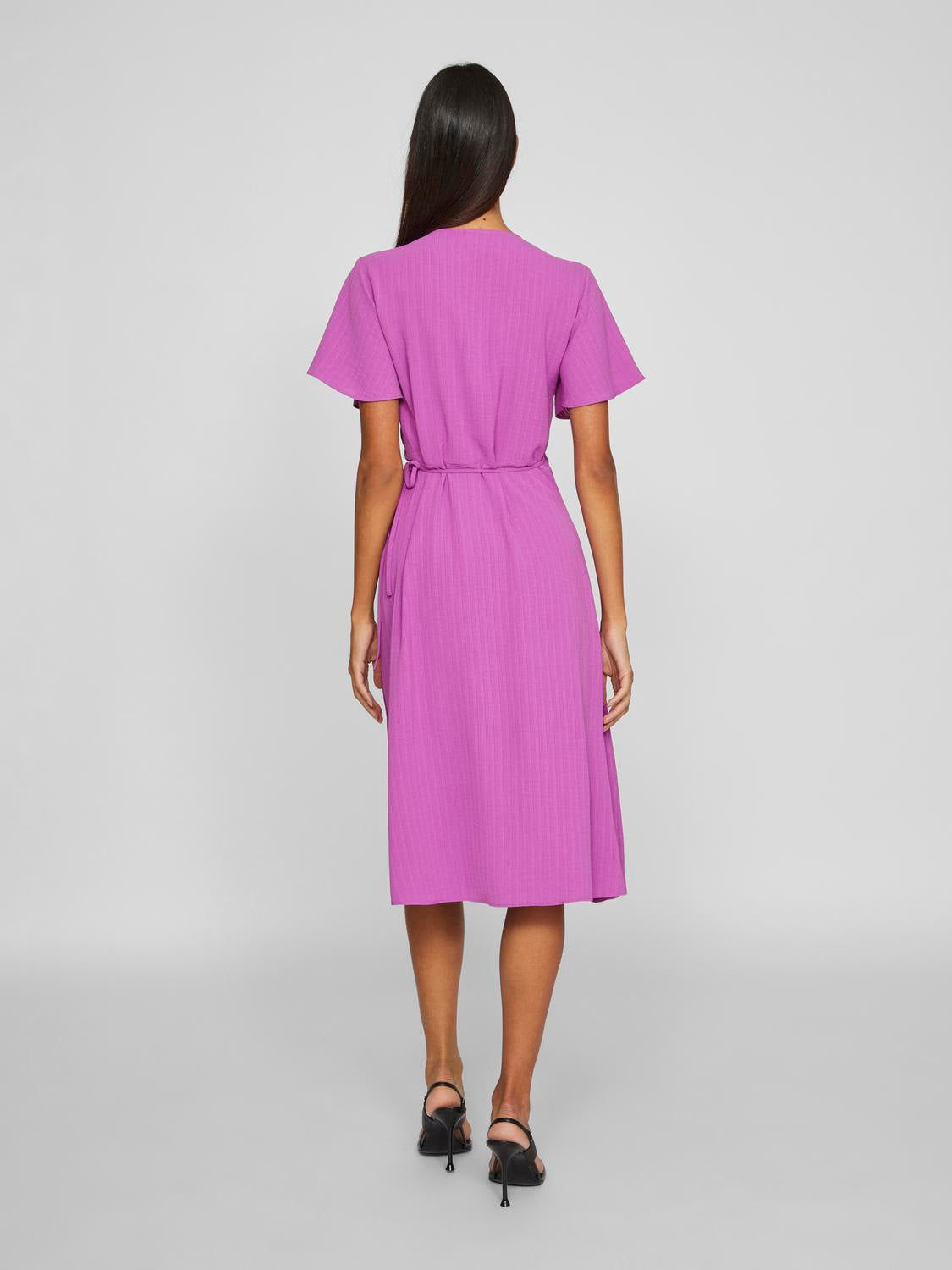 Lovie Wrap Midi Dress - Floral Print Summer Dress for Women | Cattleya Orchid Design | Perfect for Beach, Vacation & Date Night Outfits