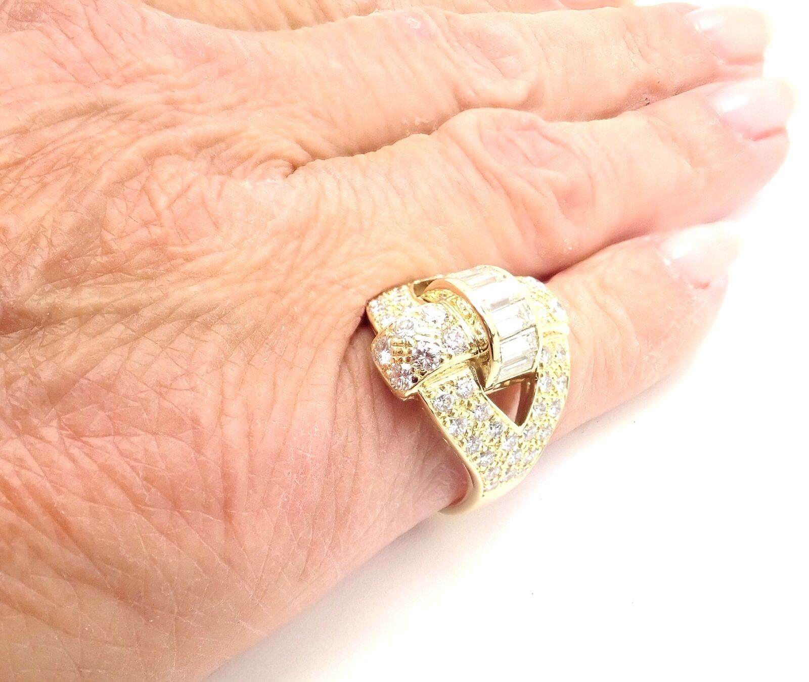 Authentic Piaget 18K Yellow Gold 3 Carat Diamond Cocktail Ring for Women - Luxury Vintage Jewelry for Parties, Weddings & Special Occasions