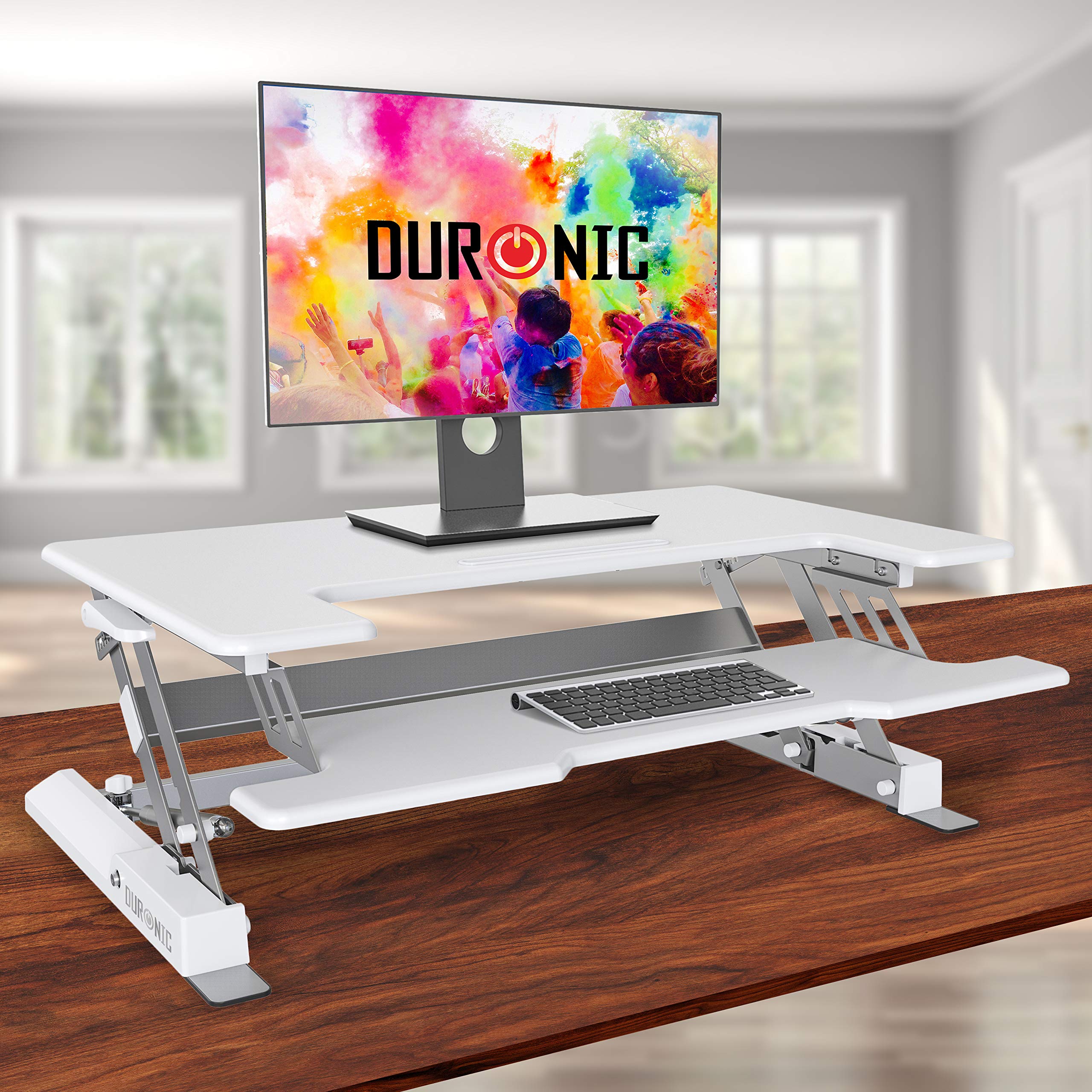 Duronic DM05D1WE Electric Height Adjustable Standing Desk Converter - 36.2