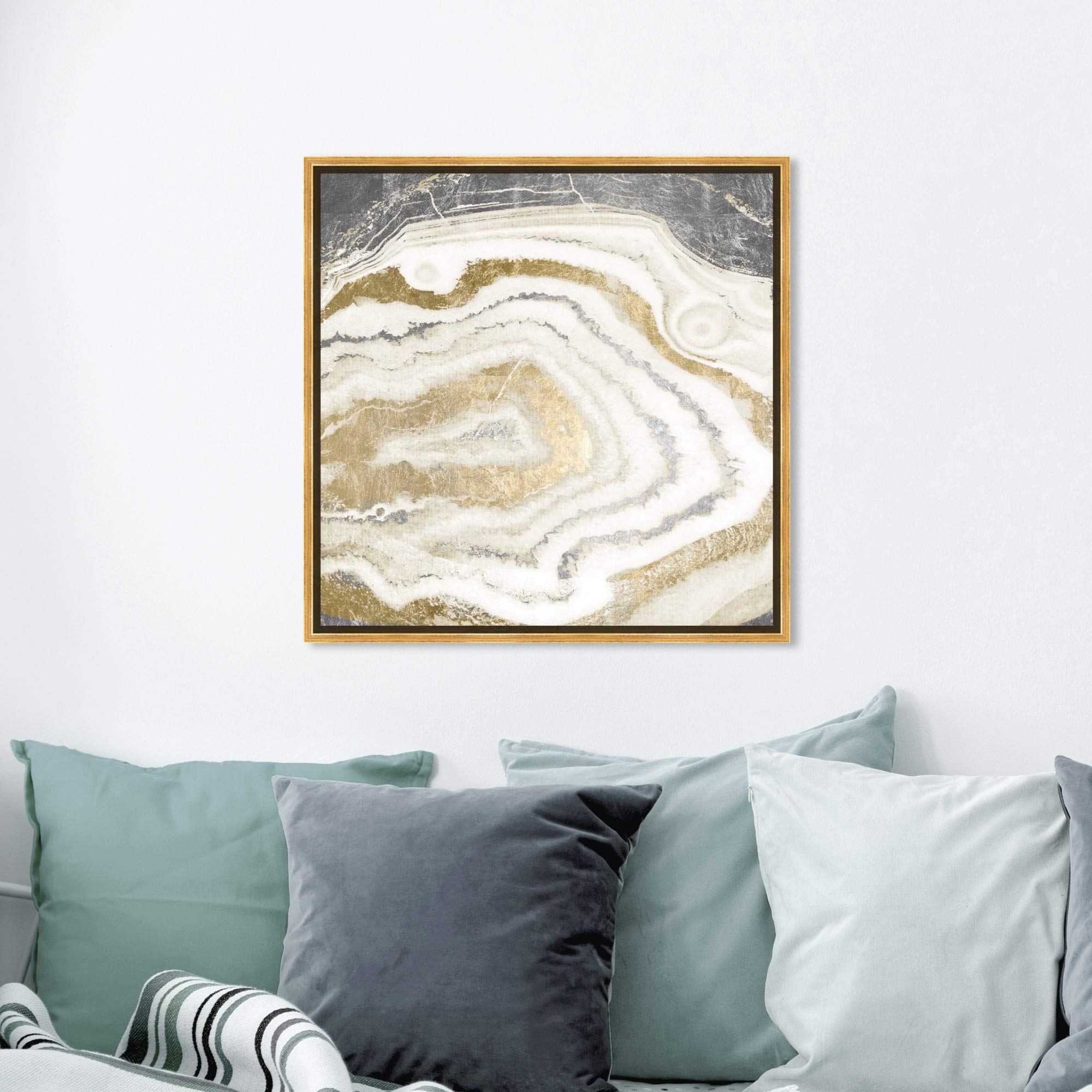 Abstract Wall Art Canvas Print 'Silver Agate' Crystals - 24x24 Inch Gold Framed Home Decor by Oliver Gal Artist Co. | Perfect for Living Room, Bedroom & Office Decor | Model 18404_24x24_CANV_PSGLD