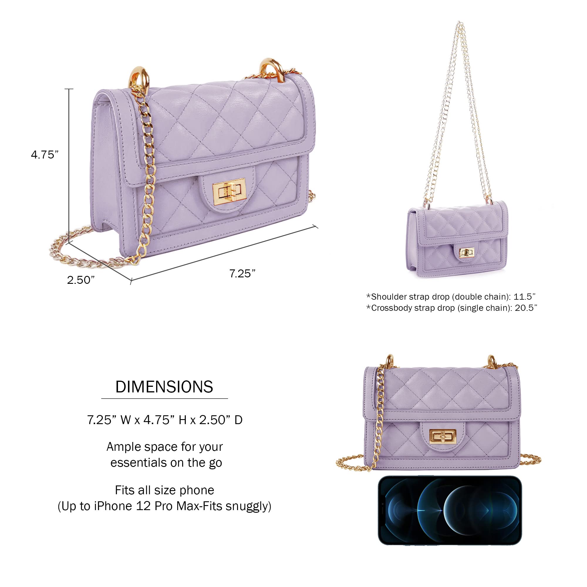 Trendy SG SUGU Quilted Crossbody Bag for Women - Mini Shoulder Purse with Phone Wallet Pocket | Perfect for Daily Use, Shopping & Travel Accessories