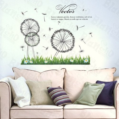 Dandelion On The Field - Large Removable Wall Decals for Home Decor, Nursery, Living Room & Office - Self-Adhesive Vinyl Stickers for Walls