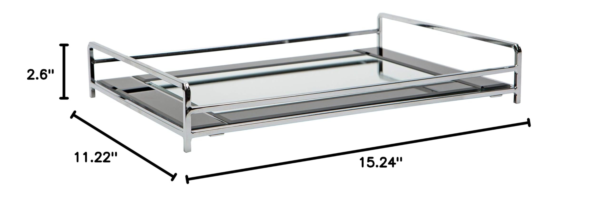 Elegant Black Mirrored Vanity Tray - Jewelry & Cosmetic Organizer for Dresser, Desk, Bathroom | Perfect for Perfume Display & Home Decor