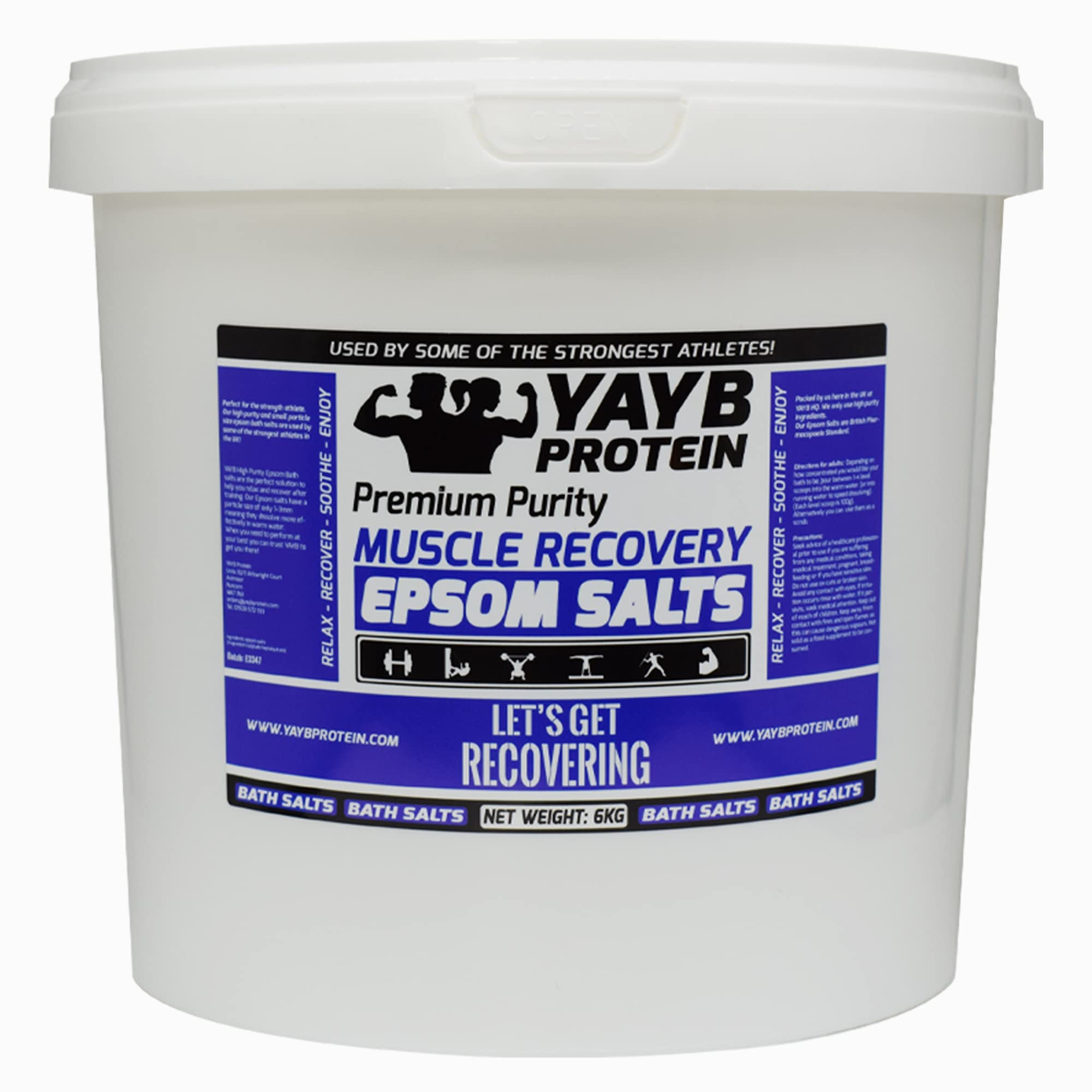 YAYB Premium Pure Epsom Salt for Bath - Magnesium Sulfate Crystals for Relaxation, Muscle Recovery & Detox - 50kg Resealable Bag - Ideal for Spa, Home Bath & Foot Soak