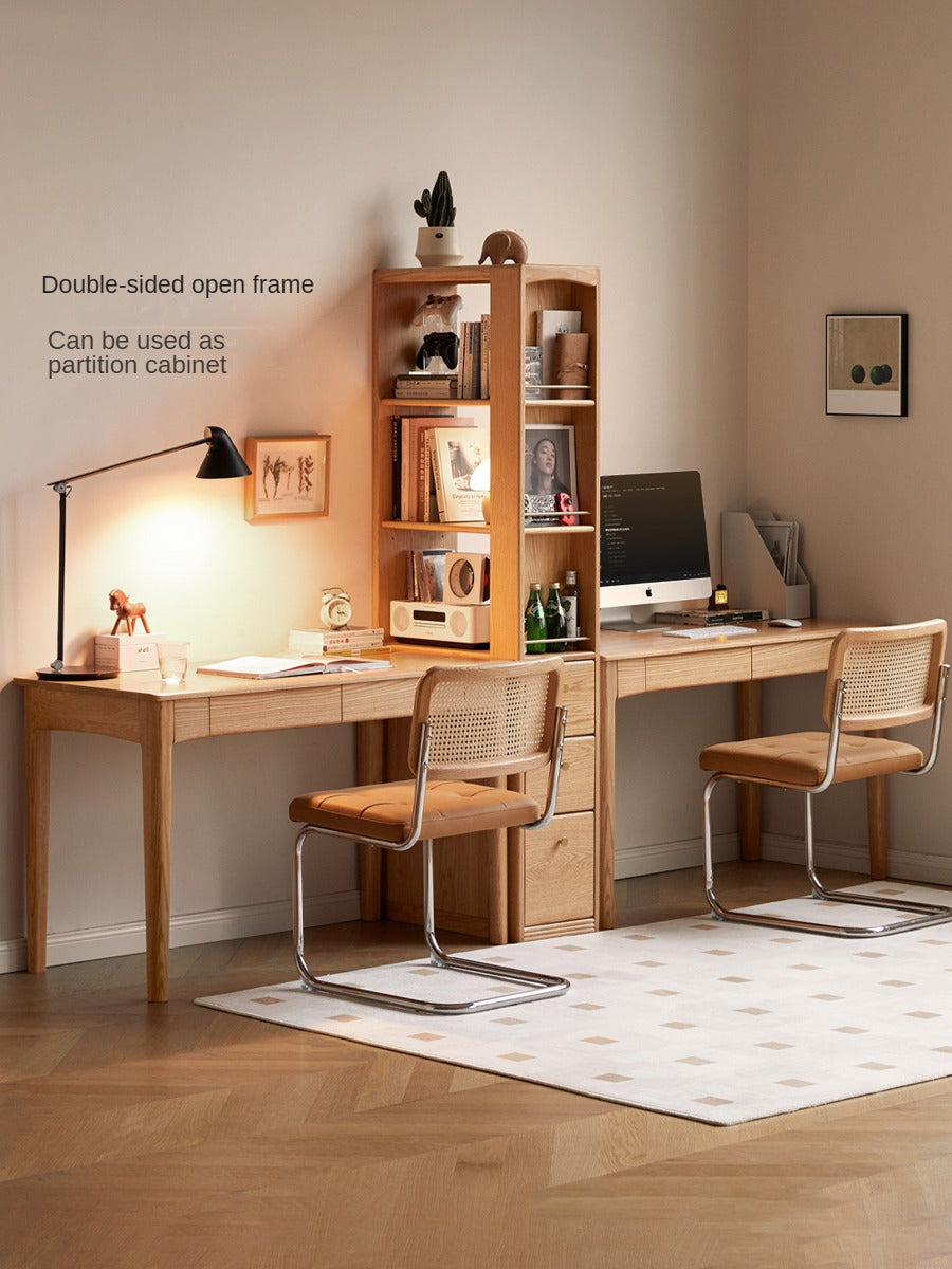 Modern Oak Solid Wood Bookcase for Study - Stylish & Durable Home Office Bookshelf - Perfect for Organizing Books, Decor & Office Supplies